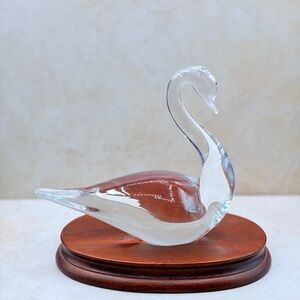 Marcolin Hand Blown Art Glass Swan Figurine Ronneby Sweden Signed  1970's D40-17